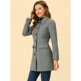 thumbnail image 3 of DARING DIVA Women's Single Breasted Mid Length Outerwear Coats Grey S, 3 of 6