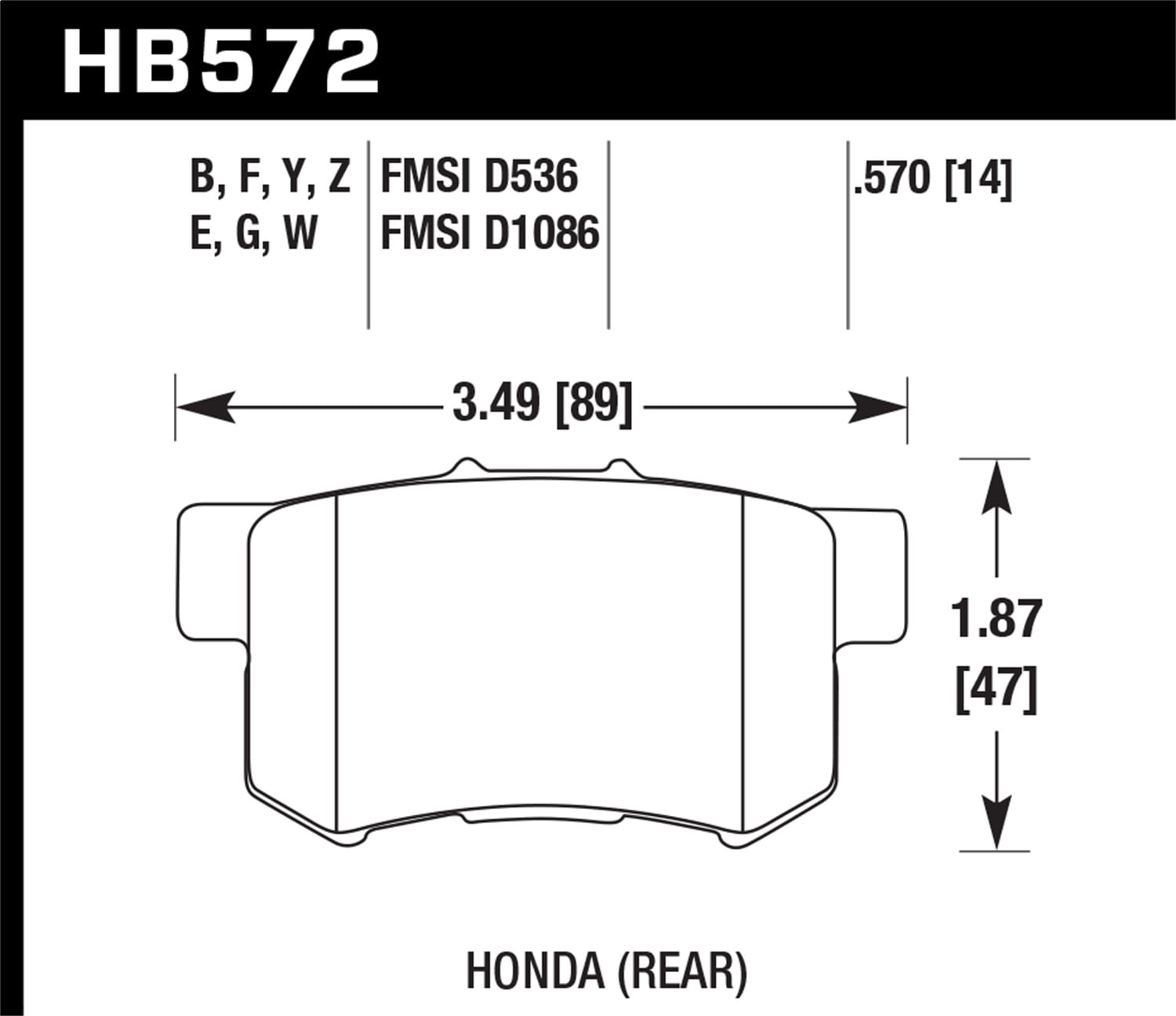 Rear D536 Ceramic Brake Pads 2004 2005 2006 2007 2008 ACURA TL