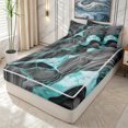 thumbnail image 2 of Erosebridal Gray Cyan Metallic Marble Zipper Twin Comforter Sets with Fitted Sheet and 2 Pillowcases for Women Men, Watercolor Ink Art Zipper Bedding Set, Black Reversible, 4 Pieces, 2 of 7