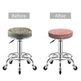 thumbnail image 5 of Xecao's Rose Gold Pink Glitter Print Stool Covers offer stylish, washable protection for PU round bar stools, perfect for home or commercial use., 5 of 7
