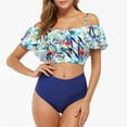 thumbnail image 4 of PENGXIANG Women‘s Ruffled Two Piece Swimsuit Floral Printing High Waisted Bathing Suit Tummy Control Swimwear Bikini, 4 of 7
