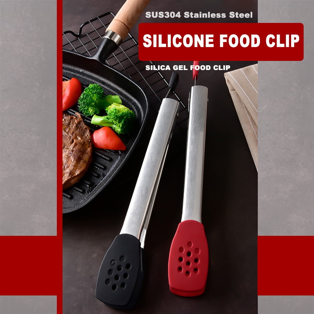 Cacagoo Stainless Steel Kitchen Tong Food Clamp Sturdy Heavy Duty Silica Gel Chuck Tong For Cooking Grilling Barbecue Walmart Com Walmart Com