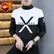thumbnail image 3 of Sudadera para hombre, ropa blanca para hombre, jersey sin capucha, camiseta cálida, retazos, diseño estético de lujo, emo, suelta para invierno, 3 of 5