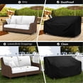 thumbnail image 5 of FLASHLUMI Heavy Duty Waterproof Outdoor Patio Sofa Cover, Windproof UV Resistant Furniture Protector with Buckles & Drawstring, Black, 54"x37"x35", 5 of 6