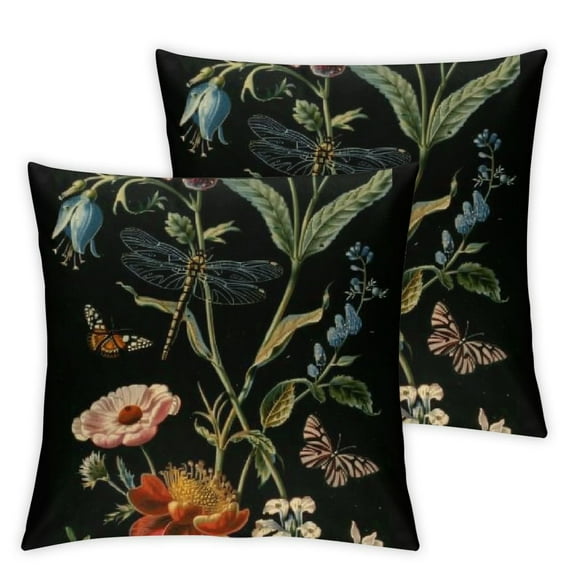 nygtbtfer Outdoor Waterproof Spring Summer Pillow Covers Set of 2 Floral Farmhouse Throw Pillows Decorative Cushion Cases for Outdoor Couch Sofa Patio Furniture Home Decoration Black White