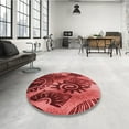 thumbnail image 4 of Ahgly Company Machine Washable Indoor Round Transitional Red Area Rugs, 8' Round, 4 of 7