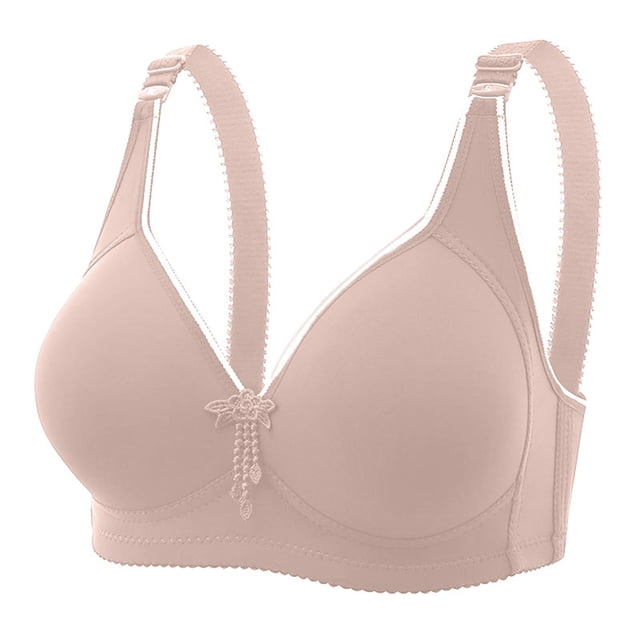 PEASKJP Basic Bra for Women Full Coverage Lace Plus Size Compression Unlined Bras with Underwire, Rose Gold 44/100