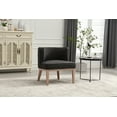 thumbnail image 2 of Dayalane Accent Chair, Mid-Century Modern Wooden Barrel Chair with Curved Back, Farmhouse Linen Upholstered Round Side Chair for Living Room Bedroom Bistro Waiting Room, Charcoal, 2 of 10