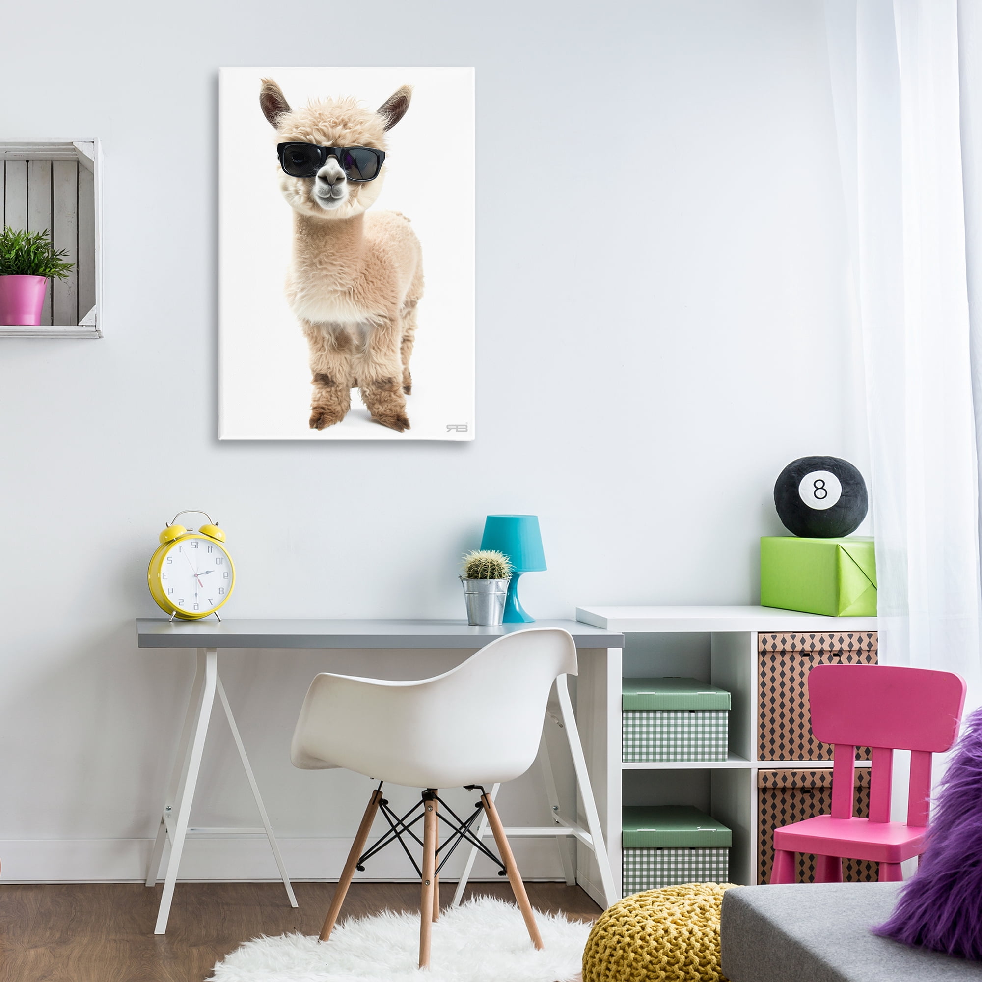 Stupell Industries Cool Alpaca & Glasses Animals & Insects Painting Gallery Wrapped Canvas Art Print Wall Art, 24 x 36
