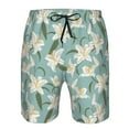 thumbnail image 3 of Cauagu Lilies Flowers Print Men's Swim Trunks,Hawaiian Bathing Suit Swimsuits Beach Shorts with Pockets for Men Quick Dry Swimming Board Shorts-3X-Large, 3 of 6