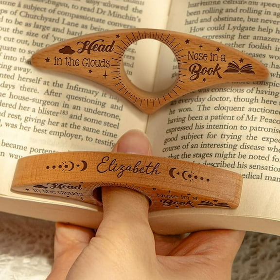 Wrappiness Wooden Book Page Holder Thumb Ring Page Holder Handmade Personalized Bookmark Reading Accessories Gift for Teachers Book Lovers Literary