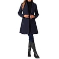 thumbnail image 2 of Abrigo elegante Inspire Chic para mujer, con cuello de chal, abrigo largo con cinturón de invierno, color azul oscuro, 2 of 6