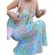 thumbnail image 5 of TRKIYQC Chic mujeres Boho Floral Maxi vestido Sexy cuello en V vendaje Spaghetti Strap Split vestido largo verano playa fiesta vacaciones ropa de calle TRKIYQC moderno, 5 of 9