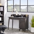 thumbnail image 2 of Eden Home Wood Writing/Computer Desk with Hutch in Smoke Oak, 2 of 7