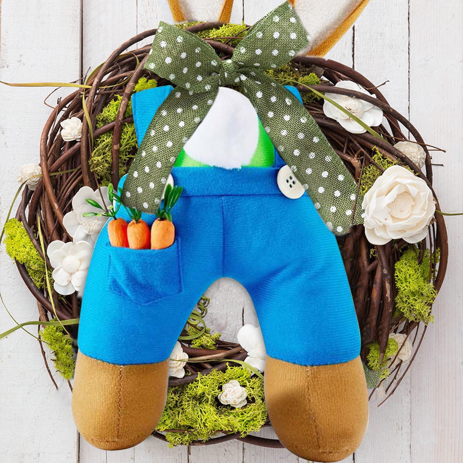Easter Bunny Wreath with Bow, Spring Floral Decor for Easter Door Wall Decor Indoor Home Decor, Pastel Colors
