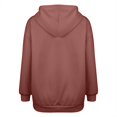 thumbnail image 5 of Women's Quarter Zip Hoodie, Soft Pullover Sweatshirt with Adjustable Hood, Long Sleeve Casual Streetwear for Everyday, Solid Color Comfortable Hooded Top for Women, Trendy Zip Up Design Brick Red, 5 of 7