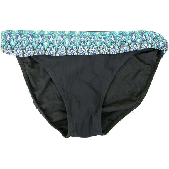 Profile Women's Leaf Print Waist Black Bikini Swim Bottom