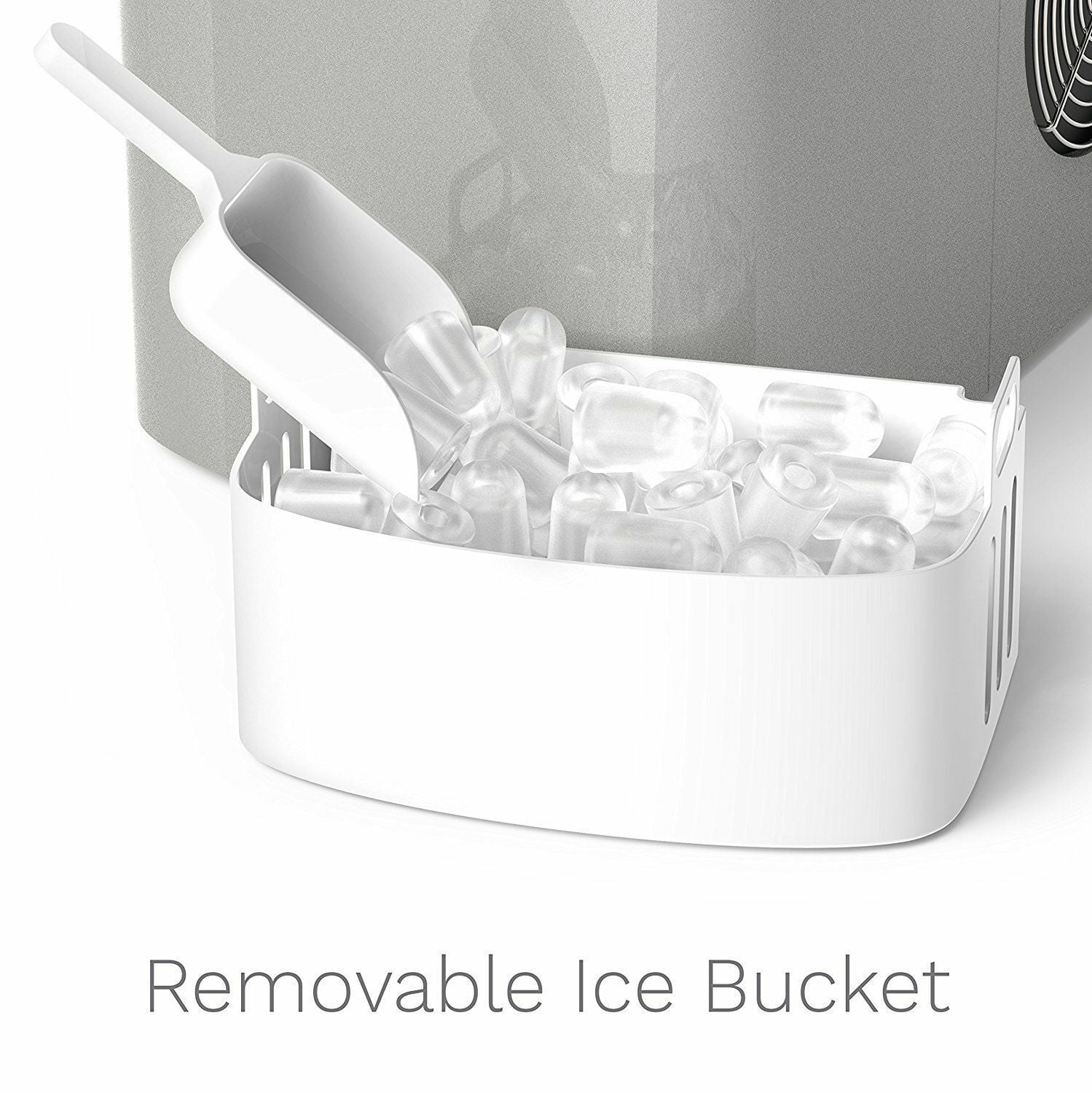 Techomey Countertop Ice Maker Portable Ice Machine Compact 26lbs in 24H ‎Silver