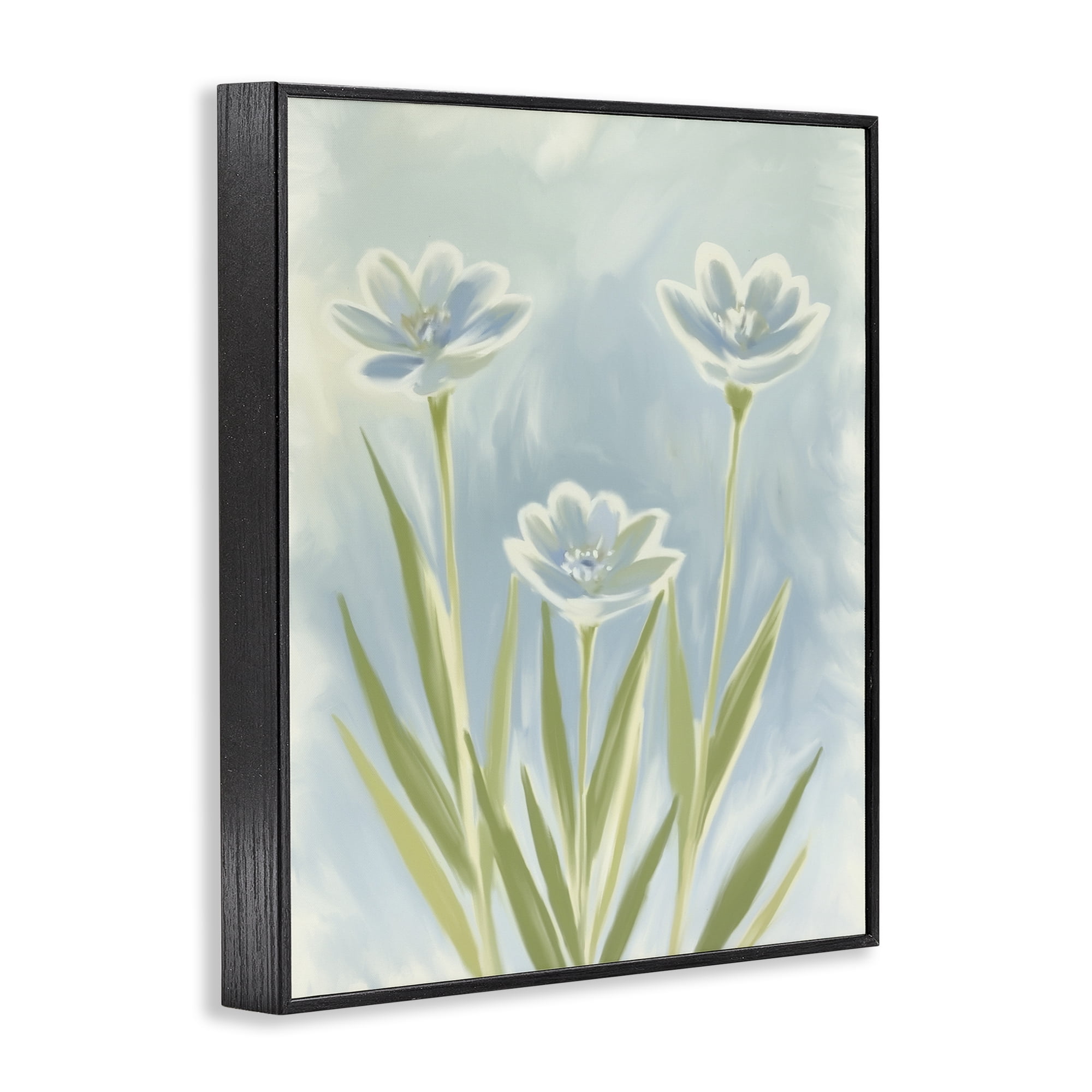 Stupell Industries Three Blue Petals Black Framed Giclee Art, design by Kim Allen