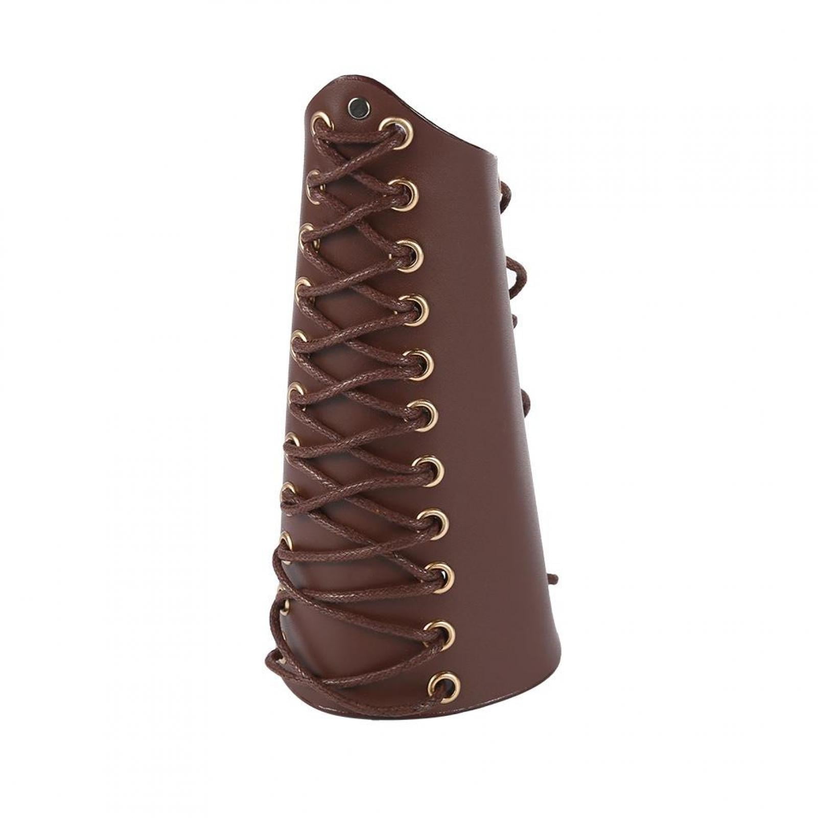 WALFRONT 1Pc Archery Arm Guard Bracer Hunting Shooting Laceup Leather Armguard , Leather Arm