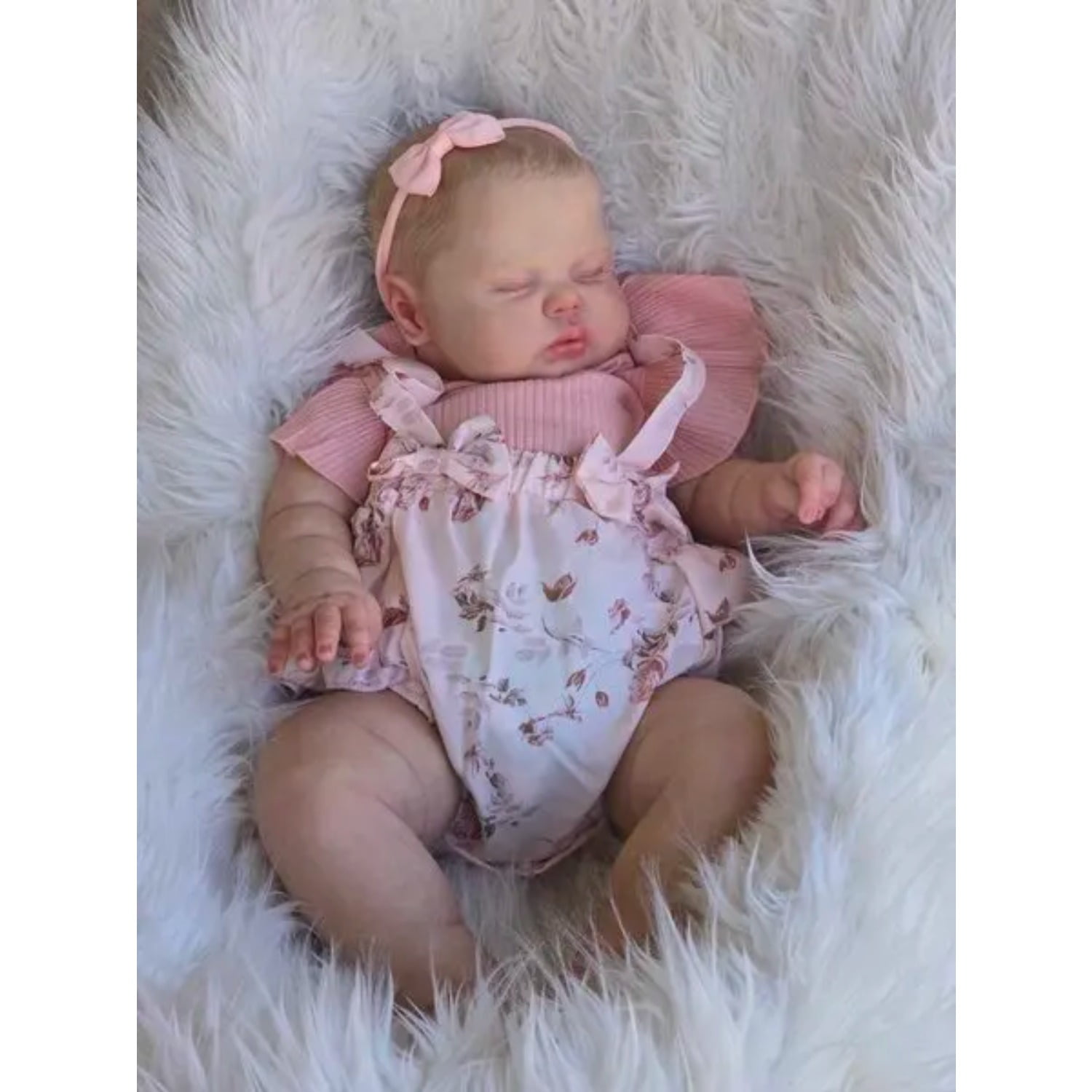 19Inch Lifelike RebornBaby Doll Sleeping  in Soft Cloth Body Lifelike Reborn Toddler Hand painted Hair Cuddly Baby Realistic Newborn Baby Doll