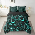 thumbnail image 2 of Erosebridal Video Game Bed in a Bag Full size,Lightning Polka Dots Bed Set,Black Teal Bedding Full Size,Microfiber Male Bedroom Decor,Reversible,7pcs, 2 of 6