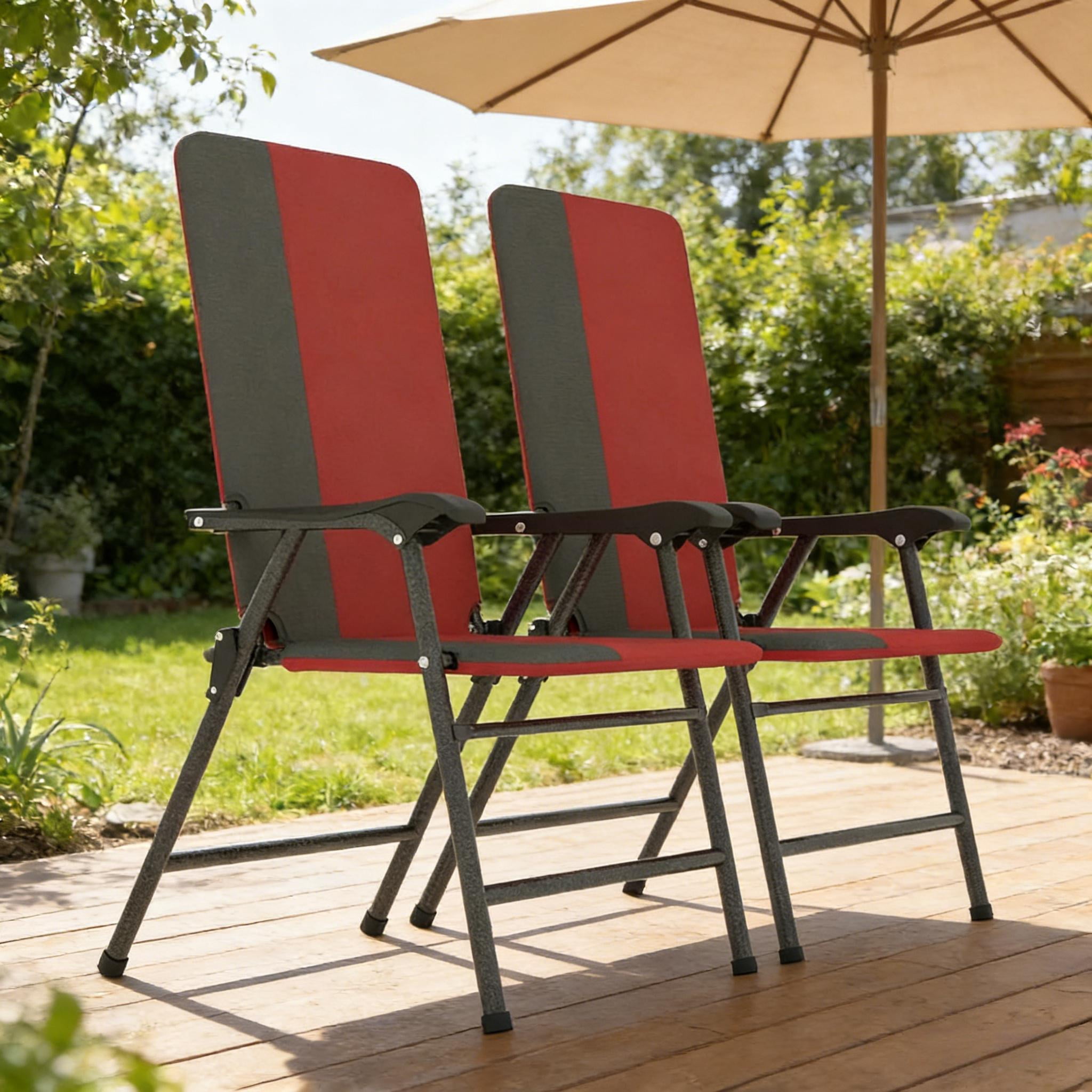 Patio Chairs Set of 2,Outdoor High Back Chairs Set,Lawn Chairs,Folding Camping Chairs,