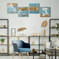 thumbnail image 6 of Beach Theme Décor Vintage Canvas Wall Art Set of 4, 12 x 12 inches Each, Great Gift Ideas Bathroom Wall Décor for Cabin, Vacation House, Home Artwork, 6 of 7