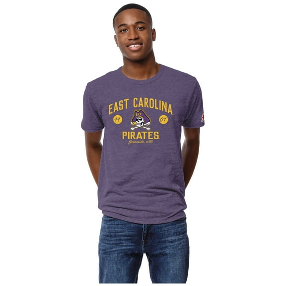 Men's League Collegiate Wear Heather Purple ECU Pirates Victory Falls Tri-Blend T-Shirt