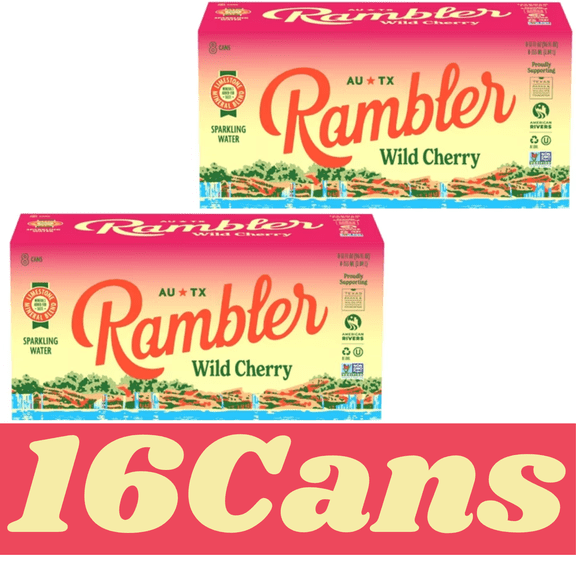 Rambler Wild Cherry Sparkling Water, 12 fl oz, 16 Cans