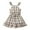 Khaki, variant on Toddler Girls Pinafore Play Dress Mini Sleeveless Square Neck Gingham Plaid Pattern Ruffle Strap Bow Decor Casual Outfits