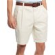 thumbnail image 1 of Pantalones cortos chinos casuales con pliegues dobles para hombre de Club Room, blanco roto, 32, 1 of 1