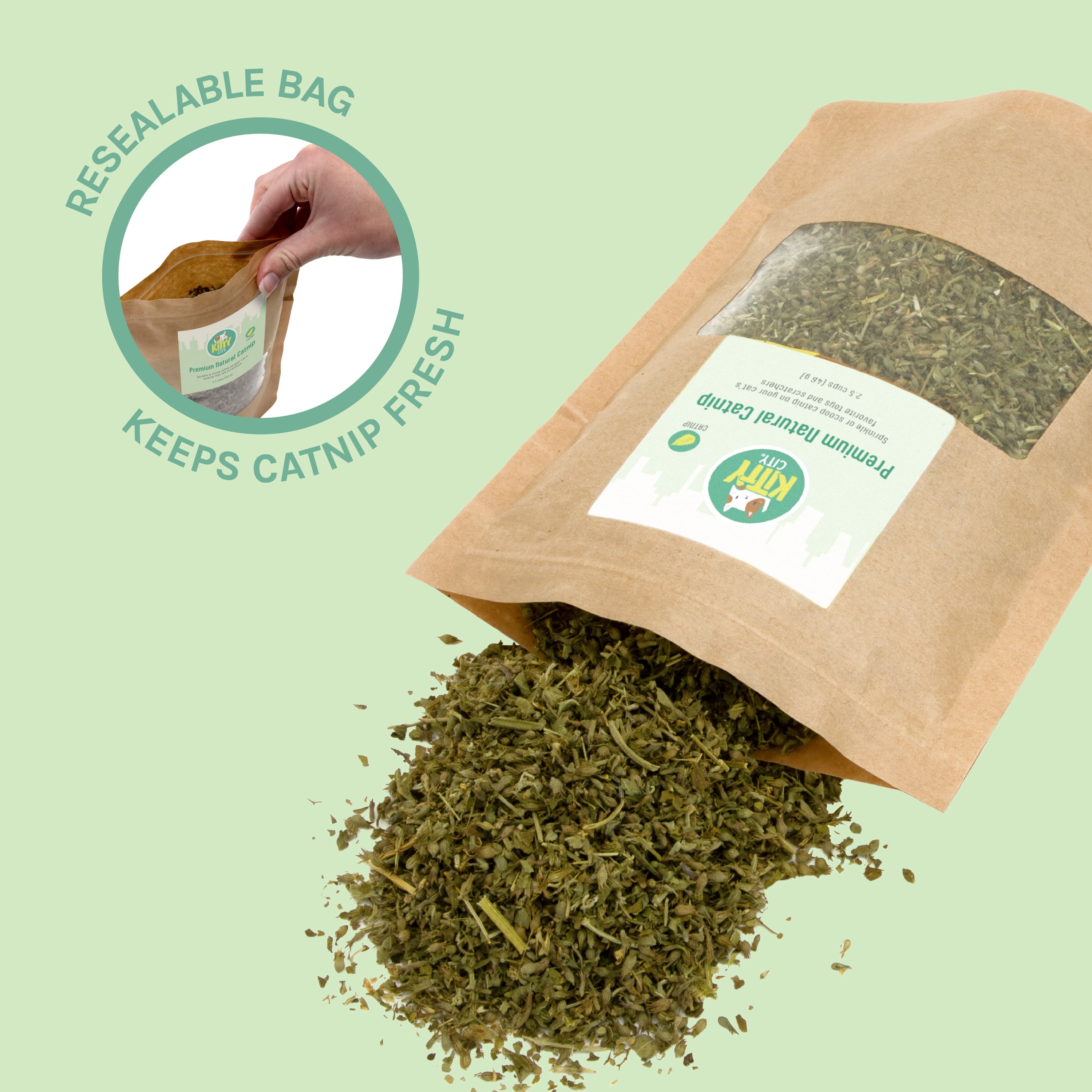 Kitty City Premium Natural Ground Catnip, 3 Pack, Long-Lasting Fresh Catnip, 7.5 Cups Total