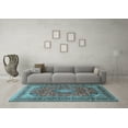 thumbnail image 3 of Ahgly Company Indoor Rectangle Medallion Light Blue Traditional Area Rugs, 2' x 5', 3 of 4