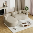 thumbnail image 4 of Wiilayok 110" Chenille L Shaped Sectional Sofa,Curved Sofa Couch with Left Chaise,Cloud Compression Deep Seat Sofa Couches for Living Room,No Assembly,Light Brown, 4 of 10