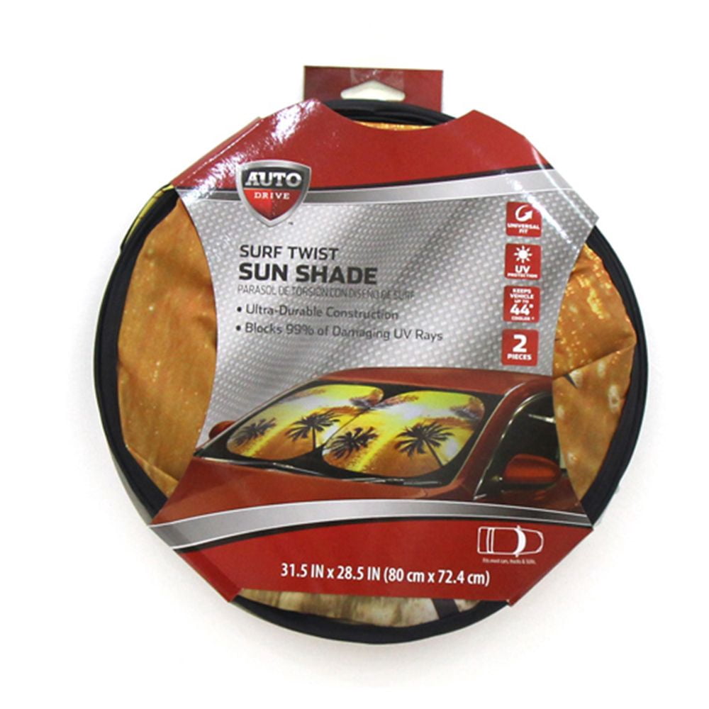Auto Drive 2 Count Yellow Twist Sunshade of Product Size 28.5'' x 31.5''