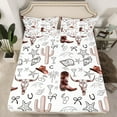 thumbnail image 2 of Manfei Retro Bull Skull Bed Sheets,Brown Cowgirl Boots King Sheets,Western Country Farmhouse Sheet Set For Girls,Luxury Bedroom Decor,4pcs, 2 of 7