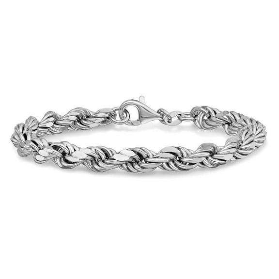 Sterling Silver Rhodium-Plated Polished Rope Bracelet