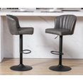 thumbnail image 3 of EALSON Swivel Counter Height Bar Stools Set of 2 Modern Adjustable Bar Chairs with Back Leather Upholstered Barstools with Metal Base Comfortable Island Chairs for Kitchen Counter/Pub, Grey, 3 of 7