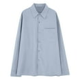 thumbnail image 4 of gbyLJF Men's Button Down Shirt Soft and Comfortable Long Sleeve Lapel Top Regular Fit Casual Solid Color Blouse, 4 of 4