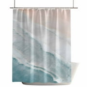 Shower Curtains for Bathroom-36"x78",Coastal Beach Sea Wave Ocean Waterproof Bath Curtain Grommet Shower Curtain Set with Hooks,Boho Blue Gradient Washable Bath Accessories