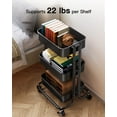 thumbnail image 3 of 3 Tier Metal Rolling Utility Cart, Heavy-Duty Storage Rolling Cart with 2 Lockable Wheels, Multifunctional Mesh Organization Utility Cart for Kitchen Dining Room Living Room, 3 of 14