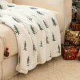thumbnail image 2 of Soft Tree Print Plush Blanket - White Black Pine Design, All-Season Cozy Throw for Indoor & Outdoor Use, Machine Washable Geometric Pattern, Perfect for Camping and Naps, 2 of 9