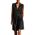 thumbnail image 2 of Sokhug Womens 2-Piece Outfit Sets Sleeveless Top Button-Down Shirt and Wide Leg Bermuda Summer Shorts Sets, 2 of 7