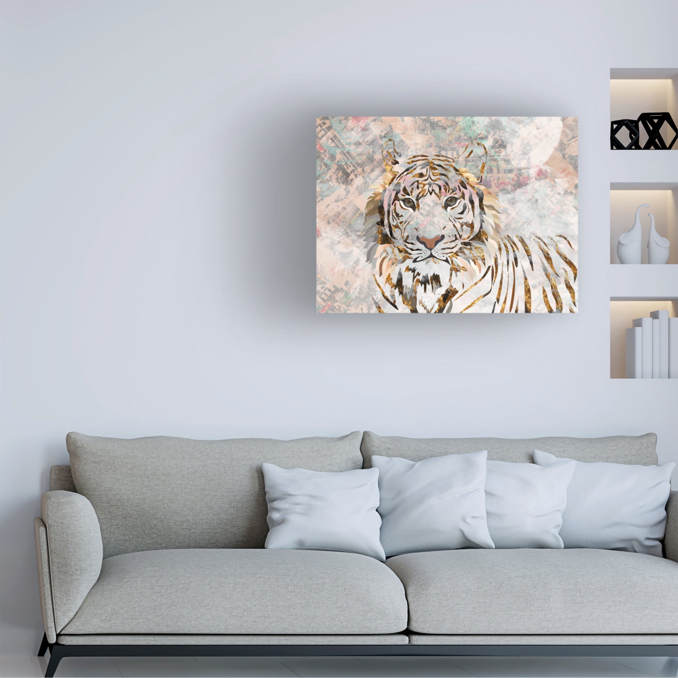 Trademark Fine Art Sarah Manovski Tiger grungy gold mural Canvas Wall Art