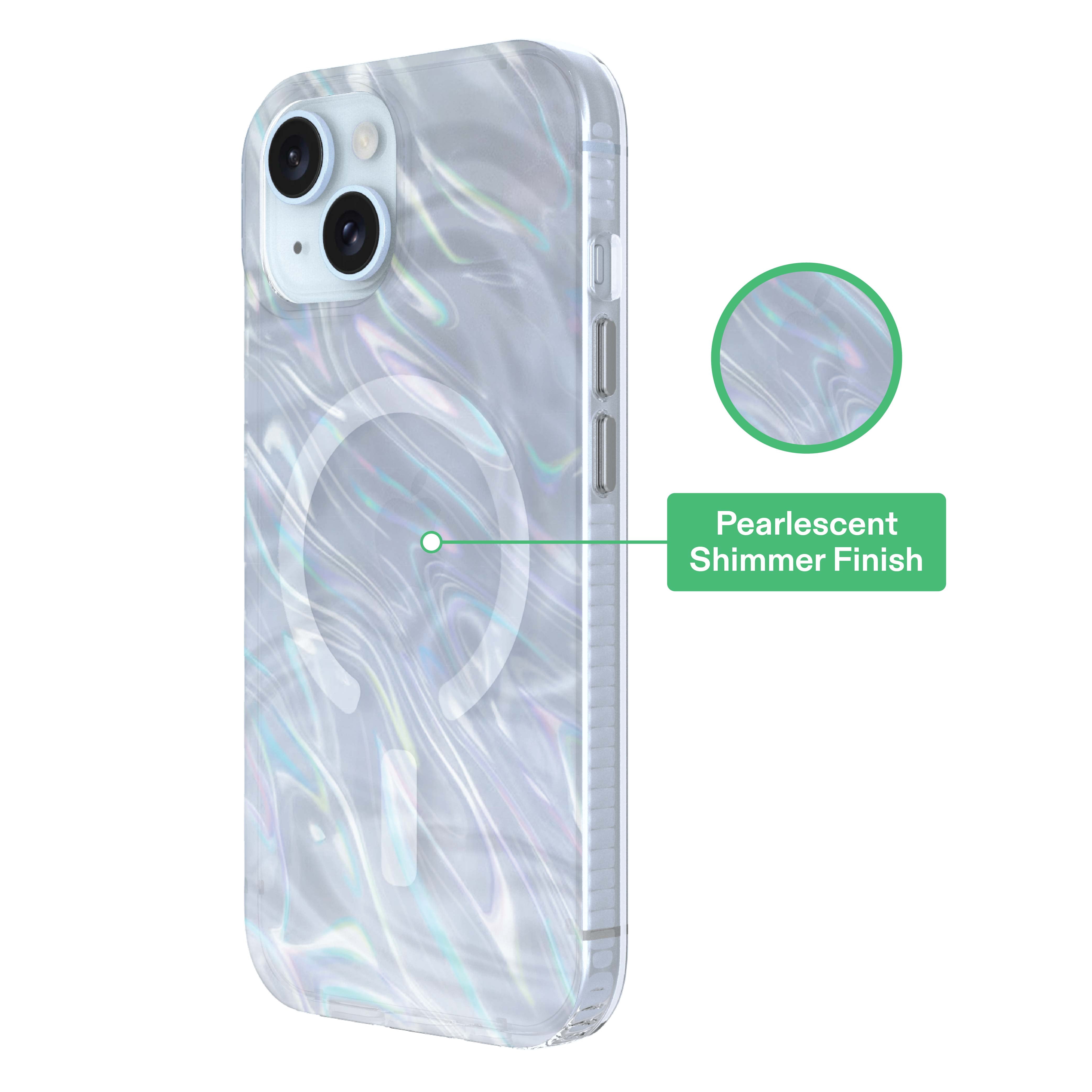 onn Phone Case for iPhone 17e / 16e / 15 / 14 / 13, MagSafe Compatible - Pearlescent White
