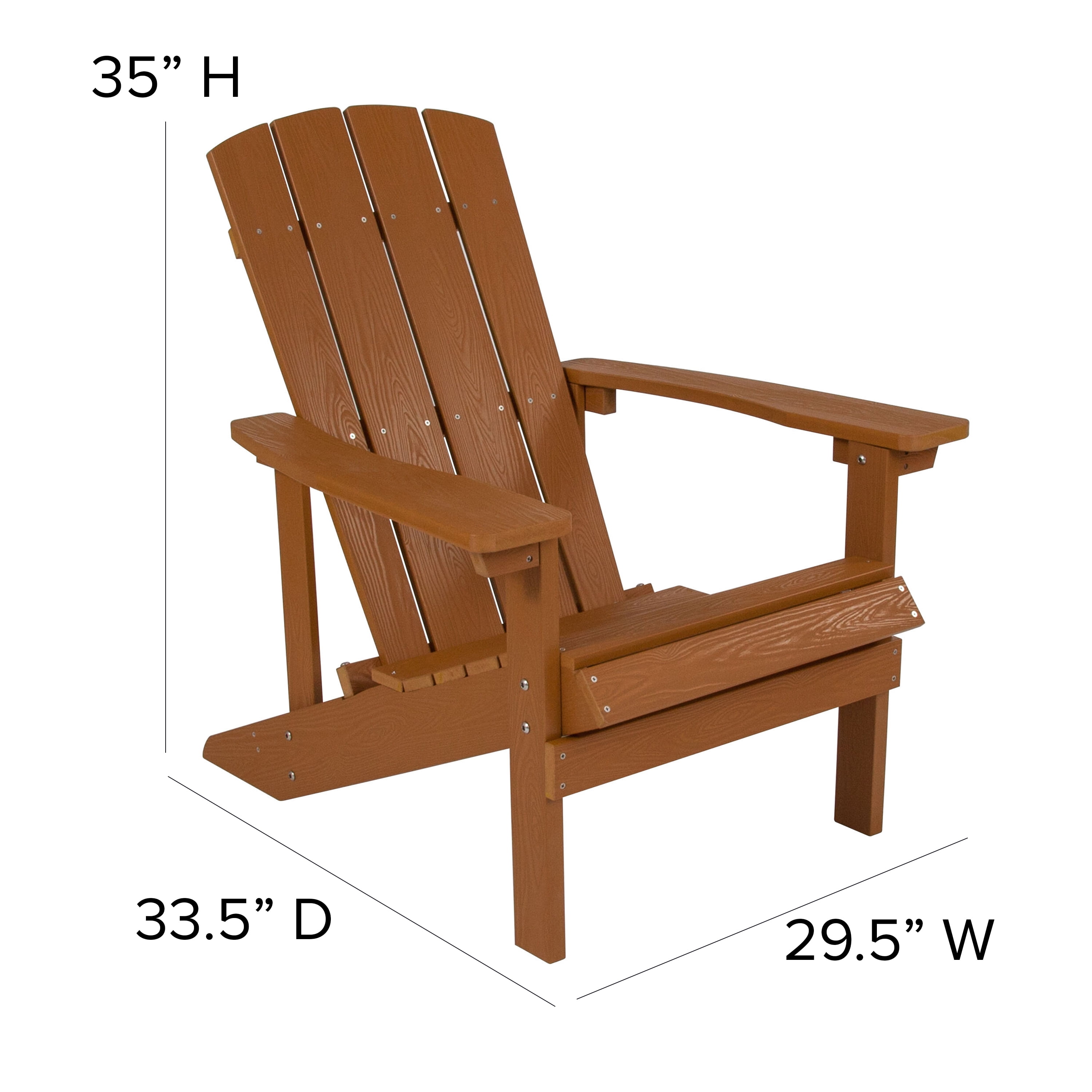 Emma + Oliver Set of 2 Outdoor Teak All-Weather Poly Resin Wood Adirondack Chairs