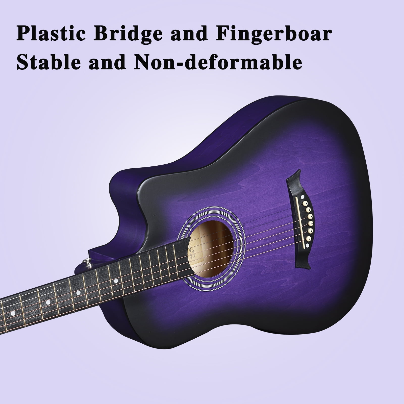 ADM 38'' Acoustic Cutaway Guitar for Kids Beginner Kit with Free Lessons, Purple