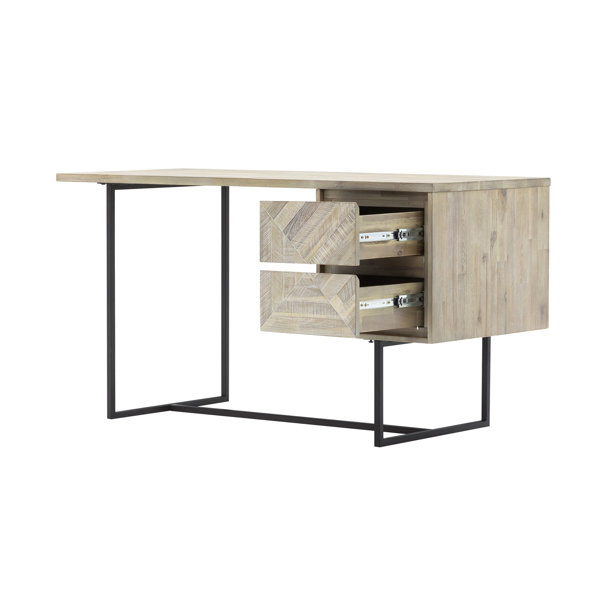 2 Drawer Desk in Natural Acacia Wood