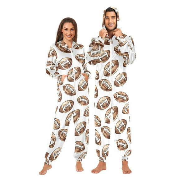 joogoo Retro Football Unisex Adults Onesies Pajamas Jumpsuits L